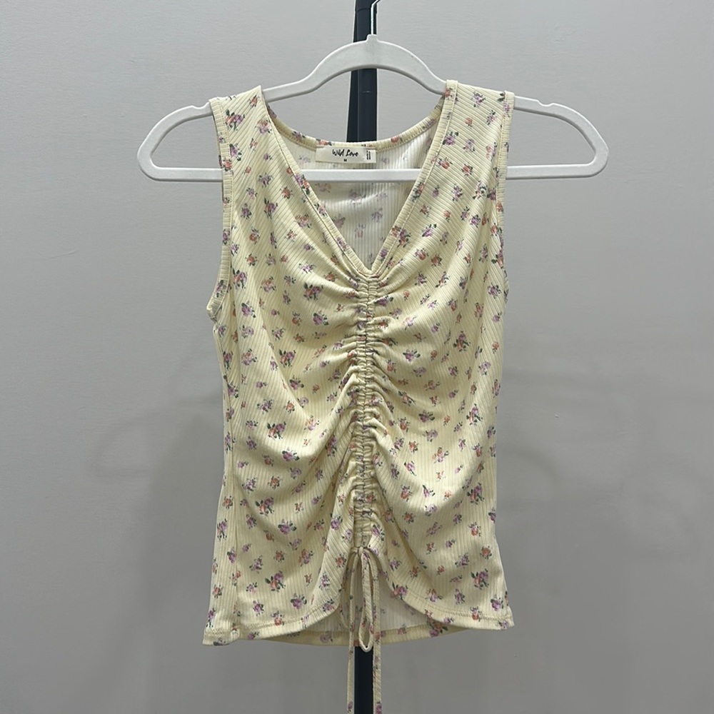 yellow pastel floral shirt